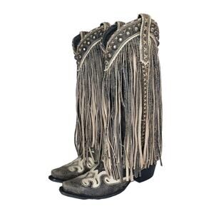 DOUBLE D RANCH Prescott Fringe Boots Womens Size 7.5 US Studded Western Festival